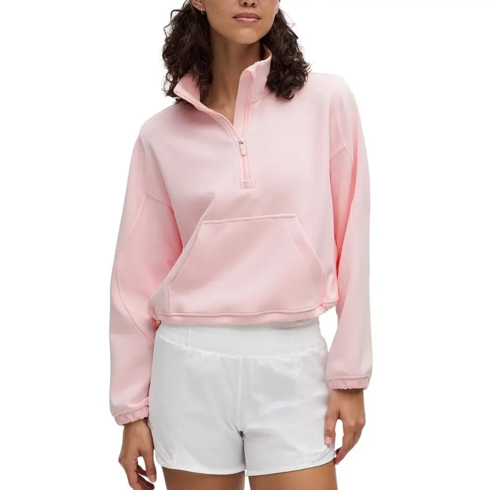 Lululemon Brushed Pink Softstreme Half-Zip Sweatshirt Size 4